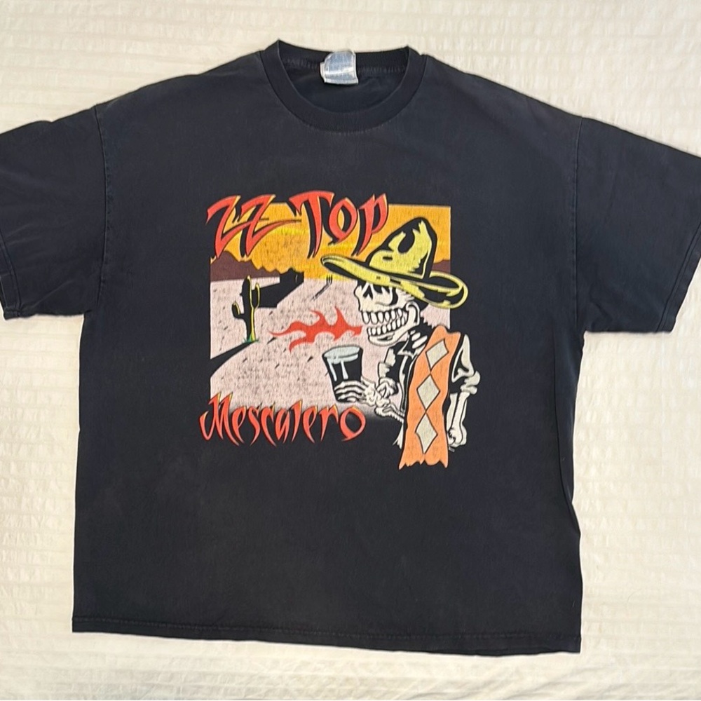 ZZ Top Black Tee - Vintage - Mescalero - 2003 - Beer Drinkers and Hell Raisers